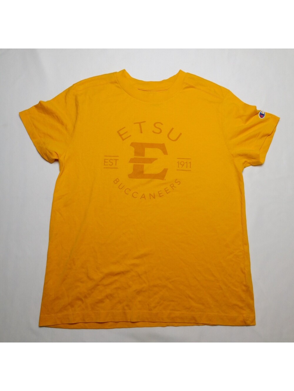 Champion ETSU Buccaneers T Shirt Mens Large L Yellow Gold NCAA College Graphic